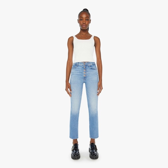 Mother The Pixie Hustler Ankle Button Fly Kick Flare Bootcut Jeans in Tarot Time - Picture 4 of 16